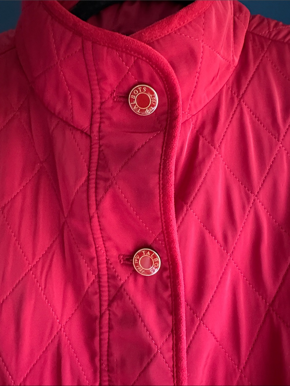 Talbots Bright Red Quilted Button-Front Vest - Picture 4 of 5